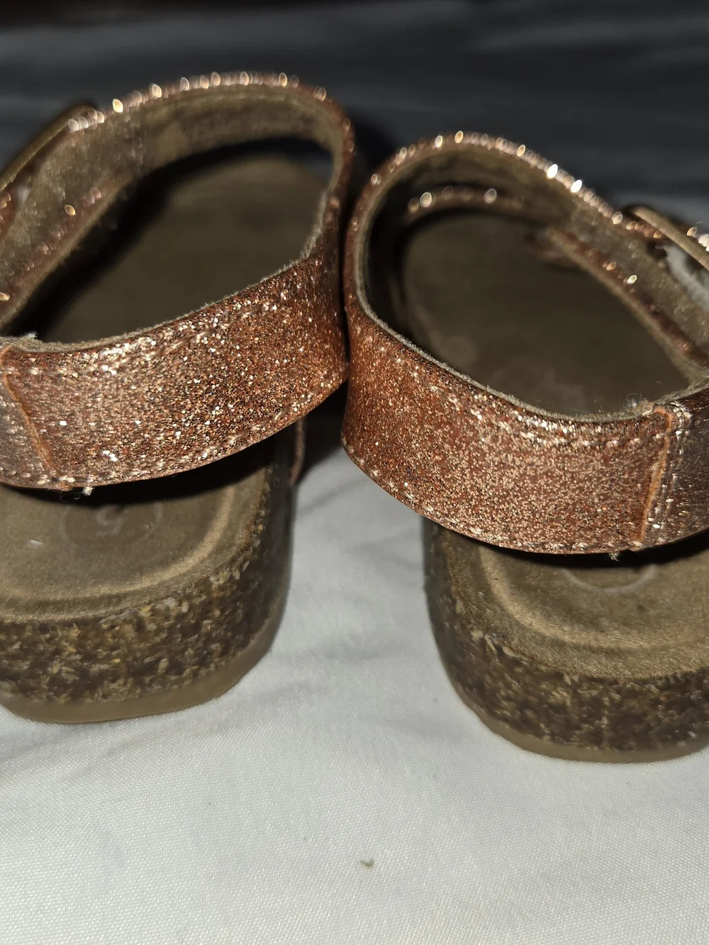 Cat & Jack Glitter Buckle Sandals in Rose Gold SZ 5